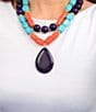 Barse Moroccan Spice Genuine Stone Beaded Stretch Statement Pendant Necklace - Image 3