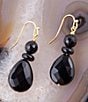 Color:Onyx/Gold - Image 2 - Onyx Genuine Stone Drop Earrings