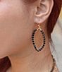 Barse Tear Drop Golden Loop Earrings, Color:Onyx - Image 3