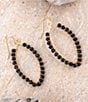 Barse Tear Drop Golden Loop Earrings, Color:Onyx - Image 4
