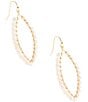 Barse Tear Drop Golden Loop Earrings, Color:Freshwater Pearl - Image 2
