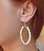 Barse Tear Drop Golden Loop Earrings, Color:Freshwater Pearl - Image 3