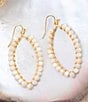 Barse Tear Drop Golden Loop Earrings, Color:Freshwater Pearl - Image 4