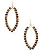 Barse Tear Drop Golden Loop Earrings, Color:Tiger's Eye - Image 1