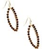 Barse Tear Drop Golden Loop Earrings, Color:Tiger's Eye - Image 2