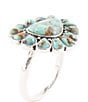 Color:Turquoise/Silver - Image 1 - Out West Sterling Silver Genuine Stone Turquoise Statement Ring