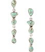 Color:Turquoise/Silver - Image 1 - Out West Sterling Silver Genuine Turquoise Linear Earrings