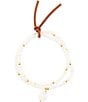 Barse White Mother of Pearl Stretch Golden Bracelet, Color:Gold - Image 1