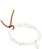 Barse White Mother of Pearl Stretch Golden Bracelet, Color:Gold - Image 2