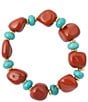 Barse Red Canyon Golden Jasper and Magnesite Chunky Stretch Bracelet - Image 1