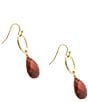 Barse Red Jasper Pretty Drop Earrings, Color:Gold/Red Jasper - Image 2