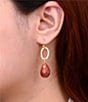 Barse Red Jasper Pretty Drop Earrings, Color:Gold/Red Jasper - Image 3