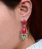 Barse Regalia Red Onyx Golden Post Drop Earrings, Color:Quartz Abalone/Gold - Image 3