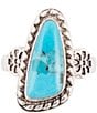 Color:Turquoise - Image 1 - Ring Sterling Silver and Genuine Turquoise Cocktail Ring