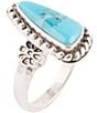 Color:Turquoise - Image 2 - Ring Sterling Silver and Genuine Turquoise Cocktail Ring
