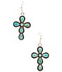 Barse Sacred Sky Silver and Genuine Turquoise Cross Drop Earrings - Image 1