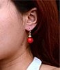 Barse Shell Pearl Crimson Royale Drop Earrings - Image 3