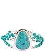 Barse Silver And Genuine Stone Adjustable Desert Plume Line Bracelet - Image 1