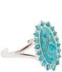 Barse Silver And Genuine Turquoise Oasis Royale Statement Cuff Bracelet - Image 1