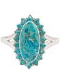 Barse Silver And Genuine Turquoise Oasis Royale Statement Cuff Bracelet - Image 2