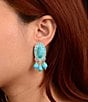 Barse Silver And Genuine Turquoise Oasis Royale Statement Drop Earrings - Image 3