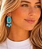 Barse Silver And Genuine Turquoise Oasis Royale Statement Drop Earrings - Image 4