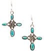 Barse Silver And Genuine Turquoise Scroll Cross Drop Earrings - Image 1