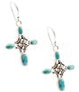 Barse Silver And Genuine Turquoise Scroll Cross Drop Earrings - Image 2