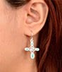 Barse Silver And Genuine Turquoise Scroll Cross Drop Earrings - Image 3