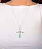 Barse Silver And Genuine Turquoise Scroll Cross Long Pendant Necklace - Image 2