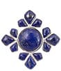 Barse Silver And Lapis Sun Medallion Brooch Charm - Image 1