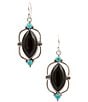 Barse Silver, Onyx And Genuine Turquoise Midnight Bloom Drop Earrings - Image 1