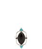 Barse Silver, Onyx And Genuine Turquoise Midnight Bloom Statement Ring - Image 2