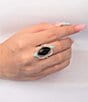 Barse Silver, Onyx And Genuine Turquoise Midnight Bloom Statement Ring - Image 3