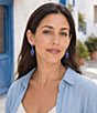 Barse Starlit Double Golden and Lapis Drop Earrings - Image 3