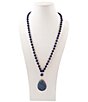 Barse Starlit Golden and Lapis Beaded Long Pendant Necklace - Image 1