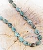 Color:Magnesite/Silver - Image 2 - Sterling Silver and African Turquoise Genuine Stone Long Strand Necklace