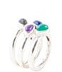 Barse Peacock Colorful Multi-Stone and Sterling Silver Ring Set - Image 1