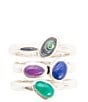 Barse Peacock Colorful Multi-Stone and Sterling Silver Ring Set - Image 2