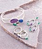 Barse Peacock Colorful Multi-Stone and Sterling Silver Ring Set - Image 4