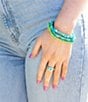 Color:Turquoise/Silver - Image 3 - Sterling Silver and Genuine Blue and Lime Turquoise Band Ring