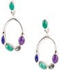 Color:Multi - Image 1 - Sterling Silver and Genuine Stone Abalone Orbital Drop Earrings