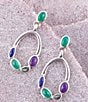 Color:Multi - Image 2 - Sterling Silver and Genuine Stone Abalone Orbital Drop Earrings