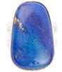Color:Silver - Image 2 - Sterling Silver and Genuine Stone Lapis Statement Ring