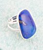 Color:Silver - Image 3 - Sterling Silver and Genuine Stone Lapis Statement Ring