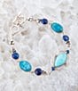 Barse Regal Blue Turquoise and Apatite Sterling Silver Link Bracelet, Color:Silver/Blue - Image 4