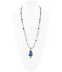 Color:Multi - Image 1 - Sterling Silver and Genuine Stone Long Pendant Necklace