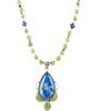 Color:Multi - Image 2 - Sterling Silver and Genuine Stone Long Pendant Necklace