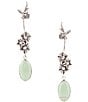 Color:Silver - Image 1 - Sterling Silver and Genuine Stone Turquoise Floral Motif Linear Earrings