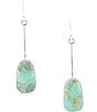 Color:Turquoise - Image 1 - Sterling Silver and Genuine Stone Turquoise Linear Earrings